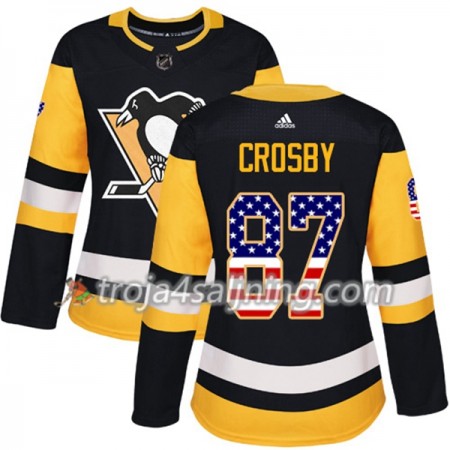 Pittsburgh Penguins tröja Sidney Crosby 87 Adidas 2017-2018 Svart USA Flag Fashion Authentic - Dame NHL Tröjor